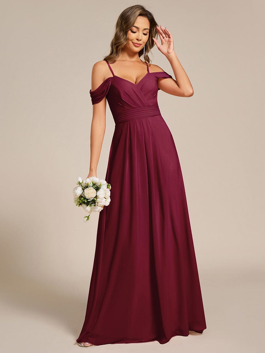 Multiway A-Line Off the Shoulder Chiffon?Maxi Bridesmaid Dress #color_Burgundy