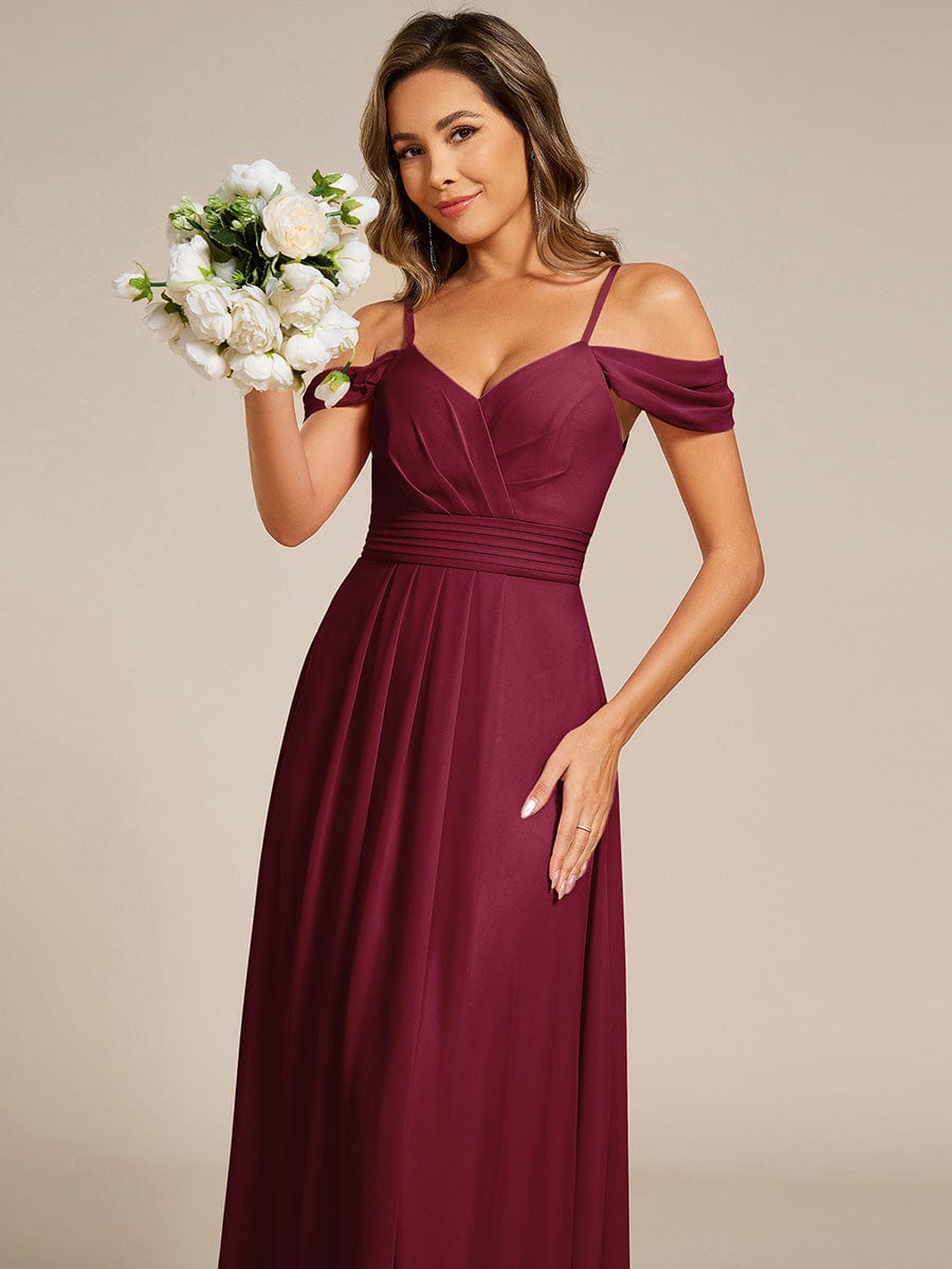 Multiway A-Line Off the Shoulder Chiffon?Maxi Bridesmaid Dress #color_Burgundy