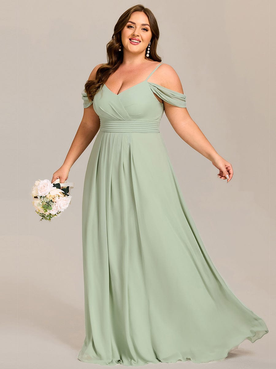 Multiway A-Line Off the Shoulder Chiffon?Maxi Bridesmaid Dress #color_Mint Green