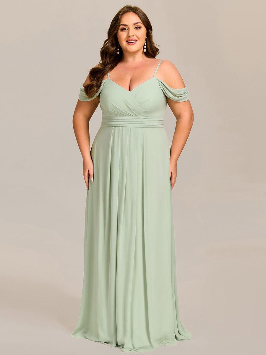 Multiway A-Line Off the Shoulder Chiffon?Maxi Bridesmaid Dress #color_Mint Green