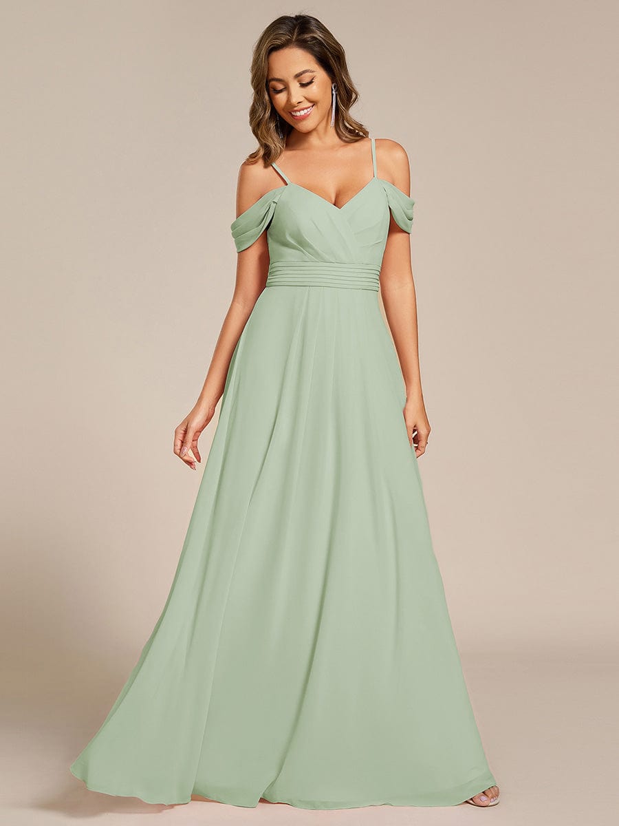 Multiway A-Line Off the Shoulder Chiffon?Maxi Bridesmaid Dress #color_Mint Green