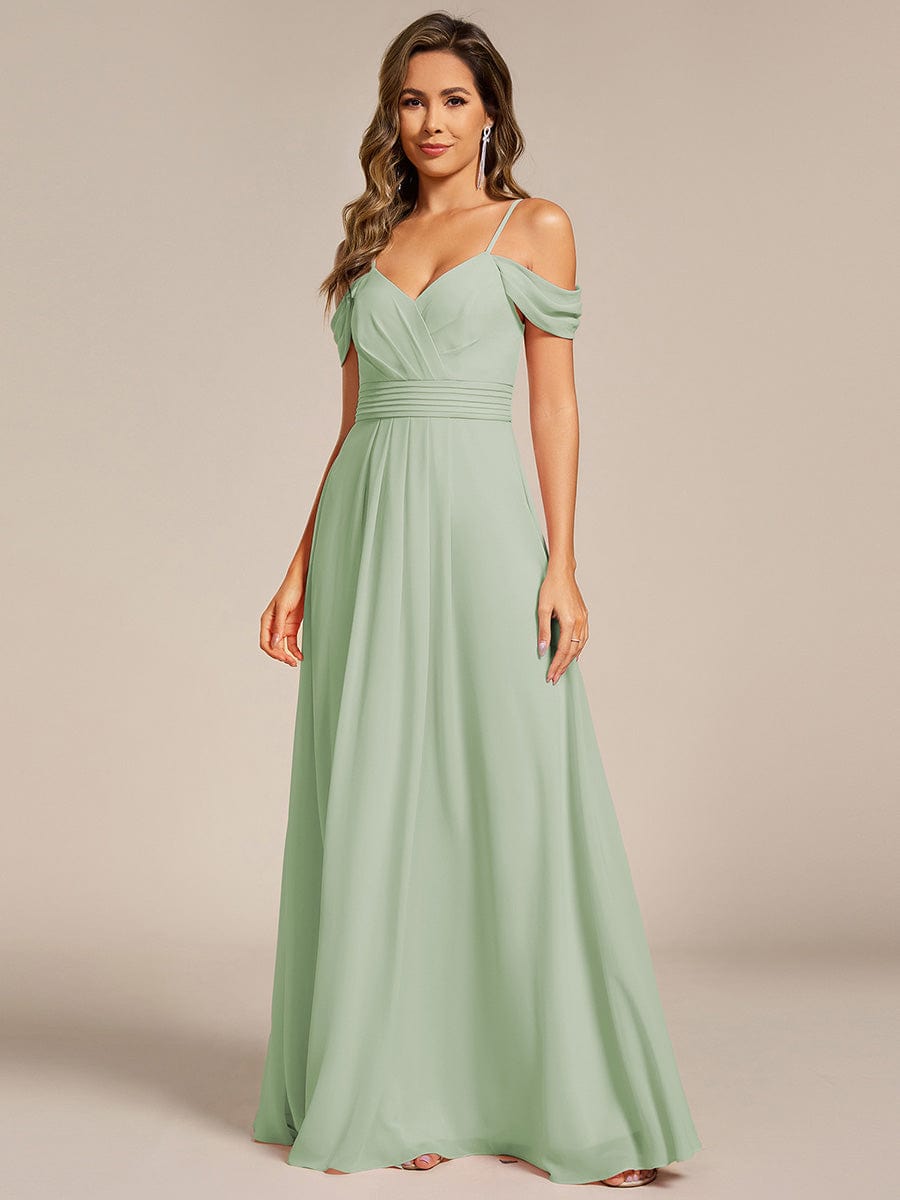 Multiway A-Line Off the Shoulder Chiffon?Maxi Bridesmaid Dress #color_Mint Green