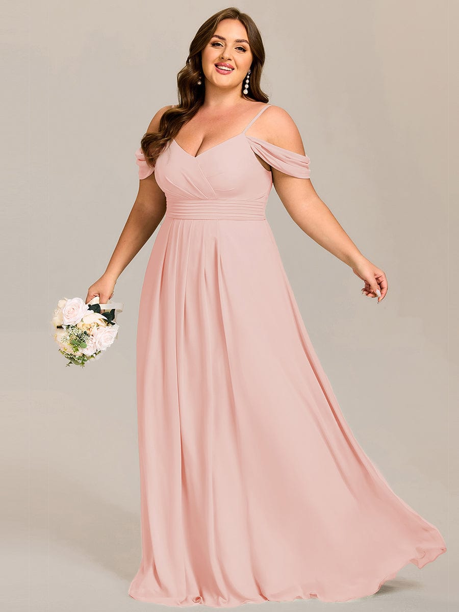 Multiway A-Line Off the Shoulder Chiffon?Maxi Bridesmaid Dress #color_Pink