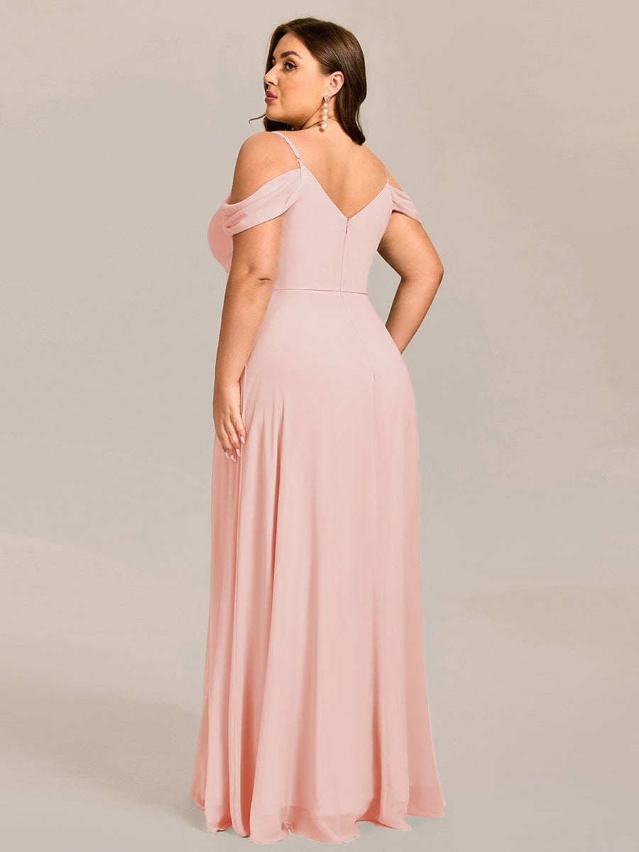 Multiway A-Line Off the Shoulder Chiffon?Maxi Bridesmaid Dress #color_Pink