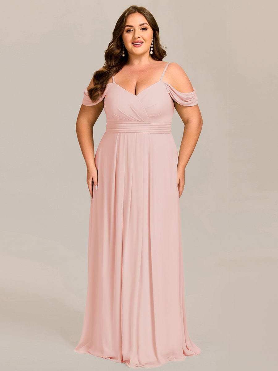 Multiway A-Line Off the Shoulder Chiffon?Maxi Bridesmaid Dress #color_Pink