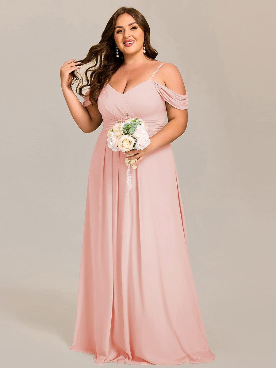 Multiway A-Line Off the Shoulder Chiffon?Maxi Bridesmaid Dress #color_Pink