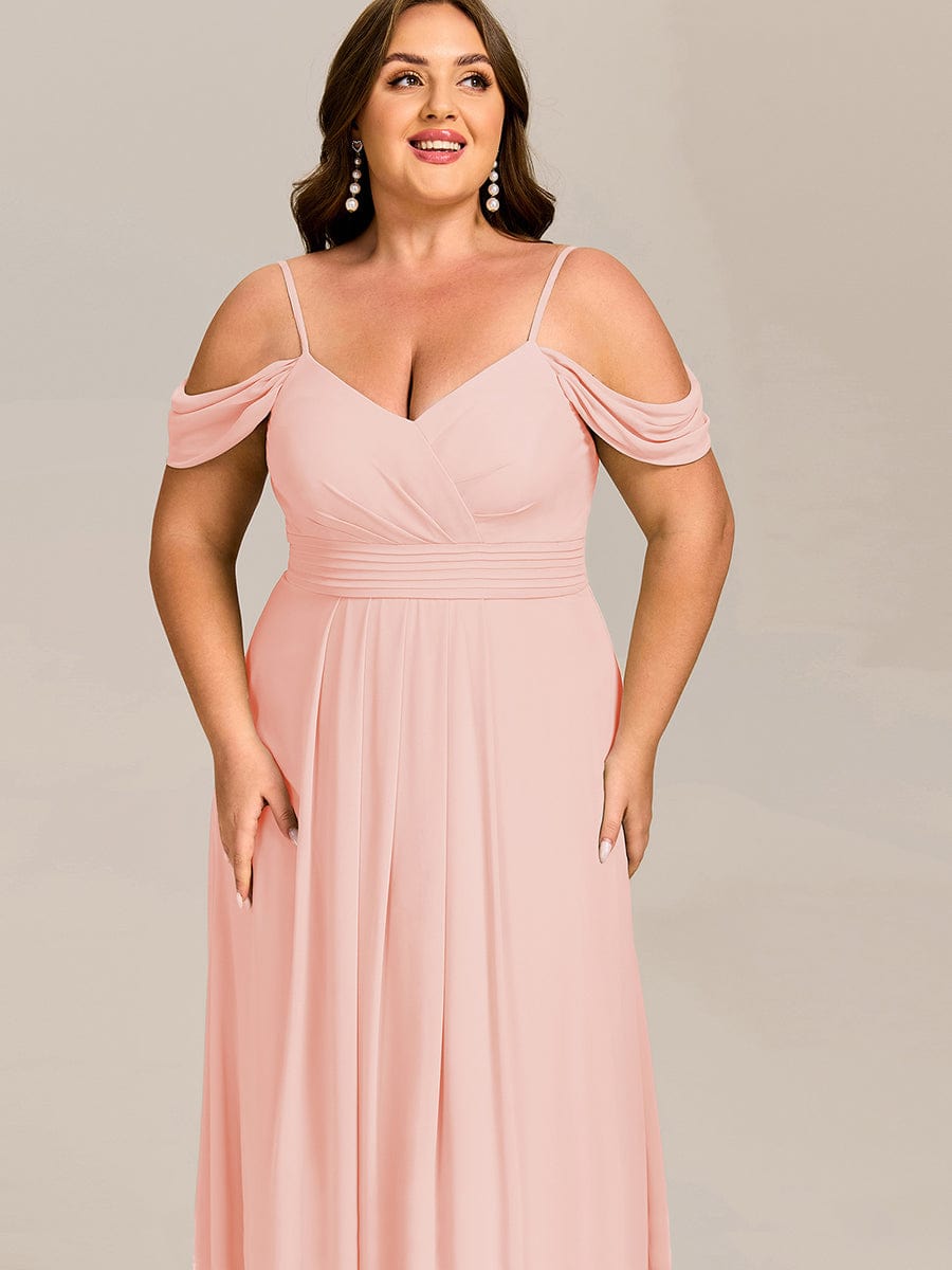 Multiway A-Line Off the Shoulder Chiffon?Maxi Bridesmaid Dress #color_Pink