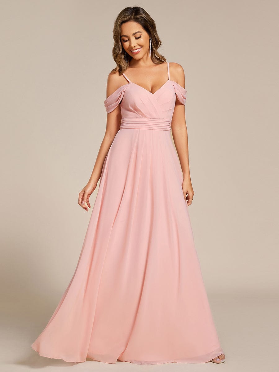 Multiway A-Line Off the Shoulder Chiffon?Maxi Bridesmaid Dress #color_Pink