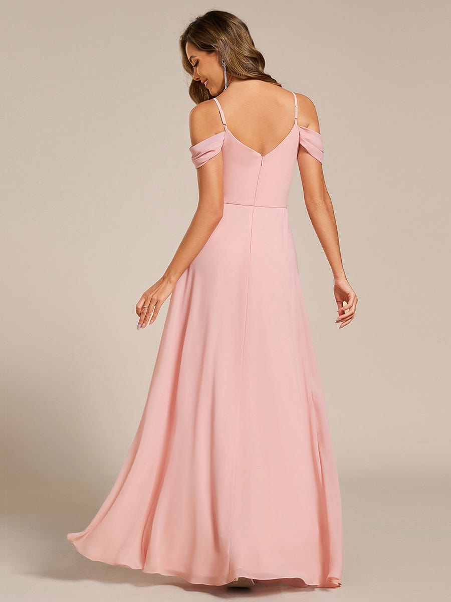 Multiway A-Line Off the Shoulder Chiffon?Maxi Bridesmaid Dress #color_Pink