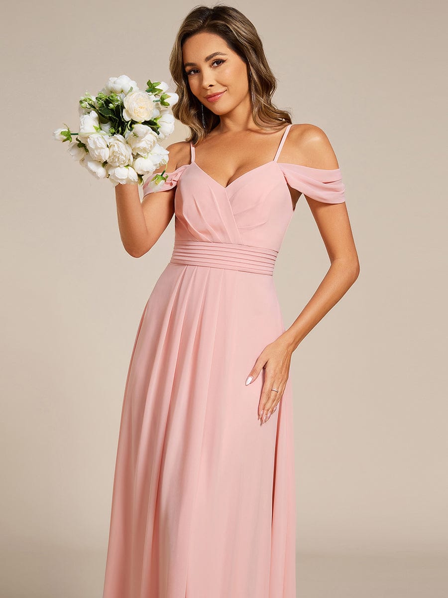 Multiway A-Line Off the Shoulder Chiffon?Maxi Bridesmaid Dress #color_Pink