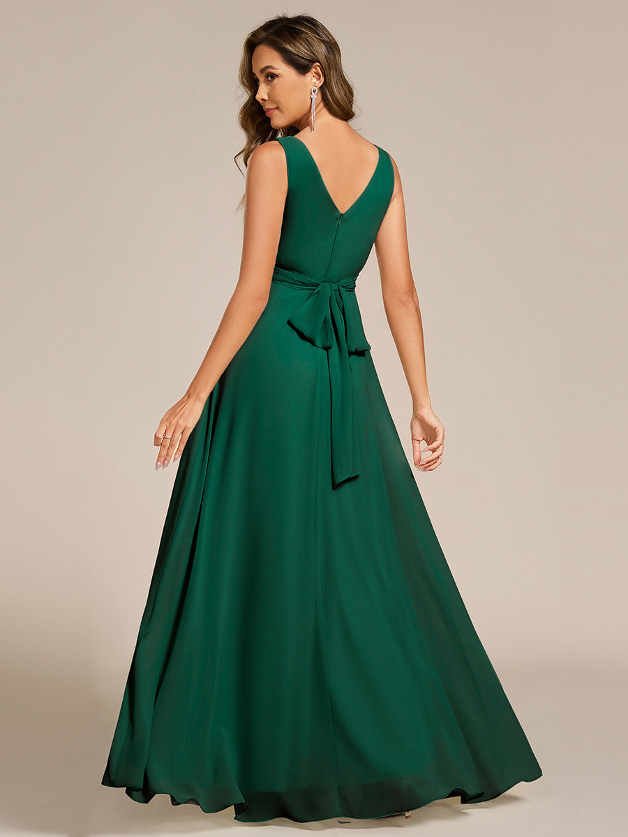 Sleeveless A-Line Chiffon Maxi Bridesmaid Dress #color_Dark Green