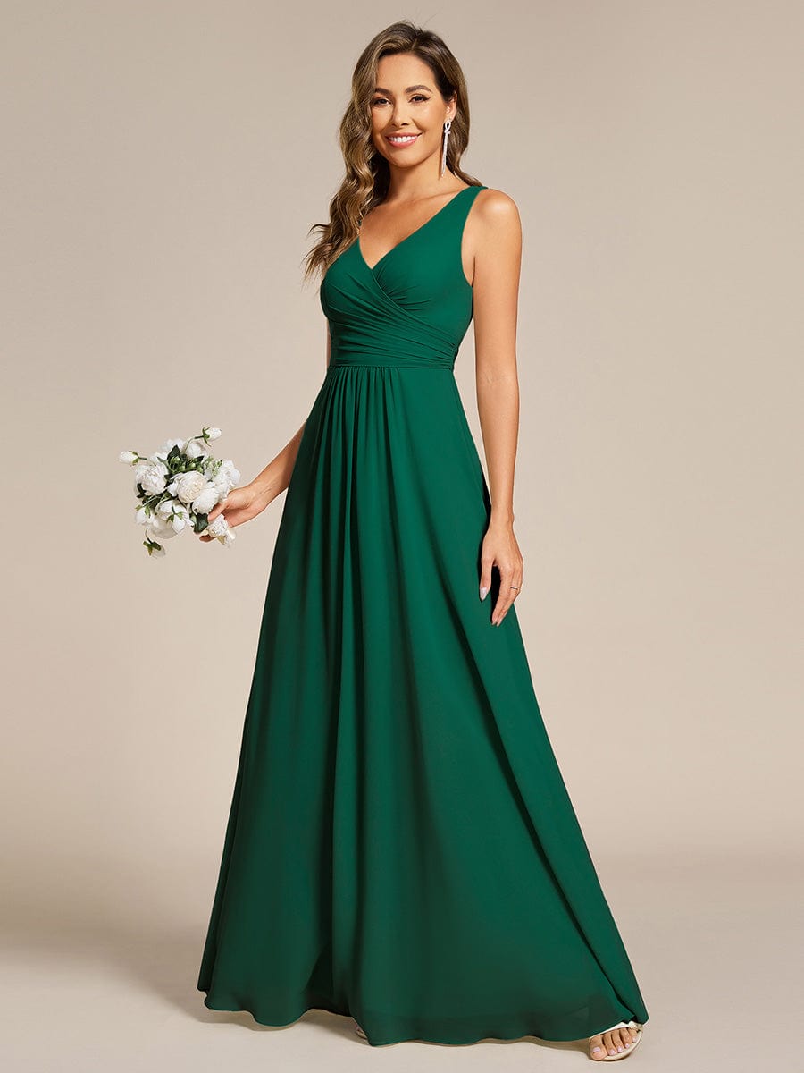 Sleeveless A-Line Chiffon Maxi Bridesmaid Dress