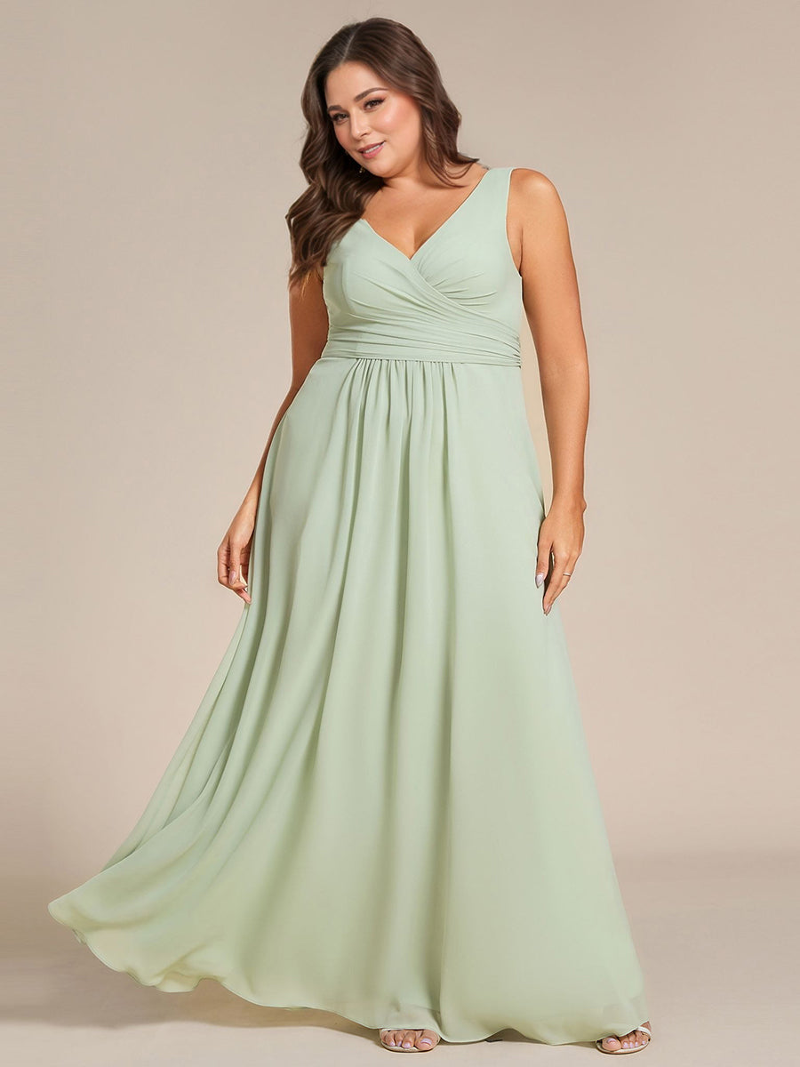 Sleeveless A-Line Chiffon Maxi Bridesmaid Dress #color_Mint Green