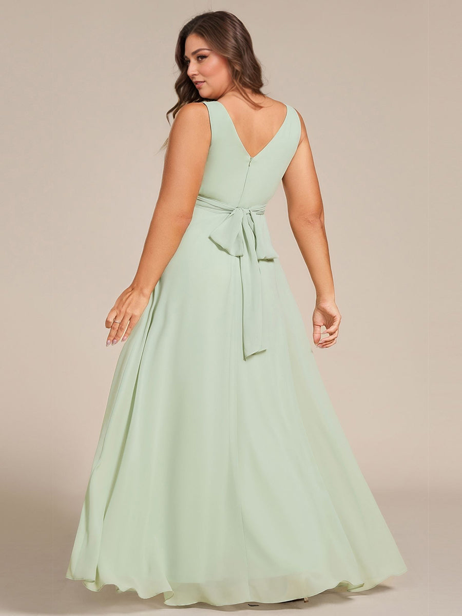 Sleeveless A-Line Chiffon Maxi Bridesmaid Dress #color_Mint Green