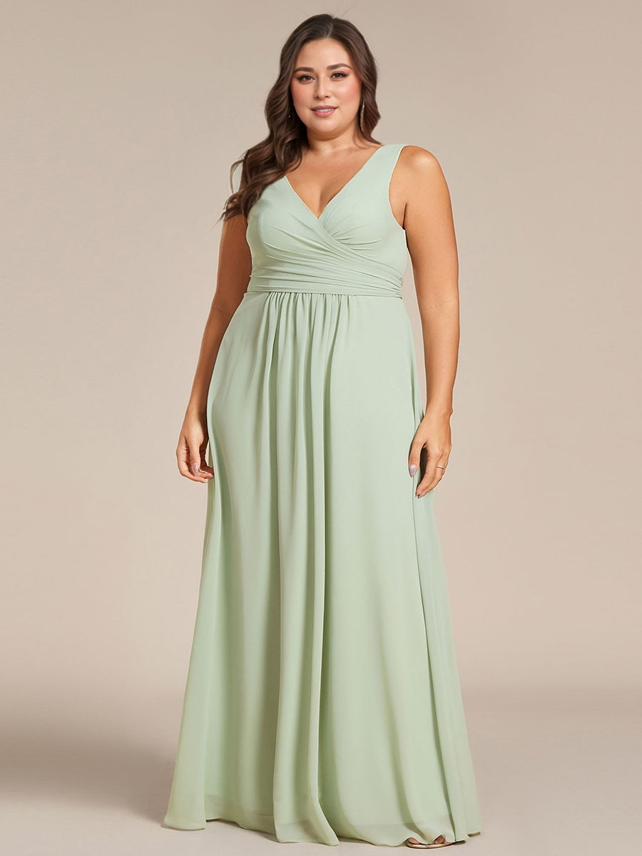 Sleeveless A-Line Chiffon Maxi Bridesmaid Dress #color_Mint Green