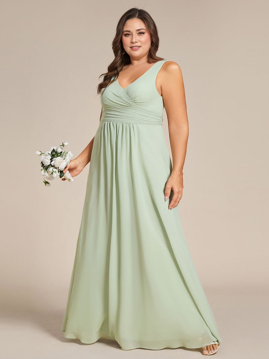 Sleeveless A-Line Chiffon Maxi Bridesmaid Dress #color_Mint Green