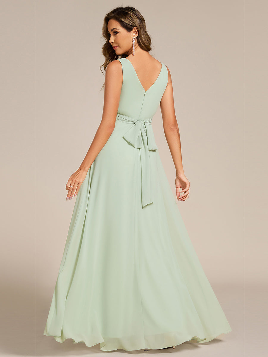 Sleeveless A-Line Chiffon Maxi Bridesmaid Dress #color_Mint Green