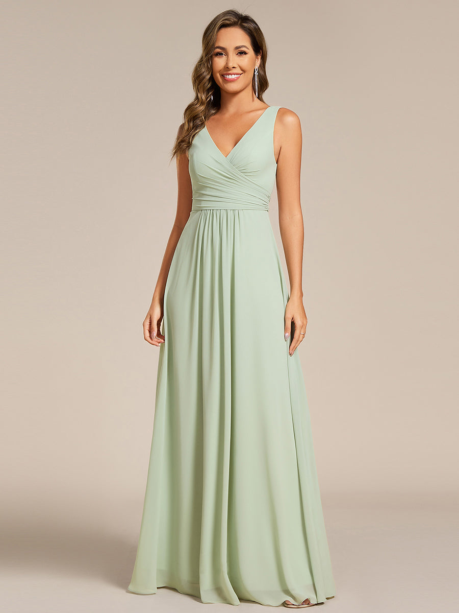 Sleeveless A-Line Chiffon Maxi Bridesmaid Dress #color_Mint Green