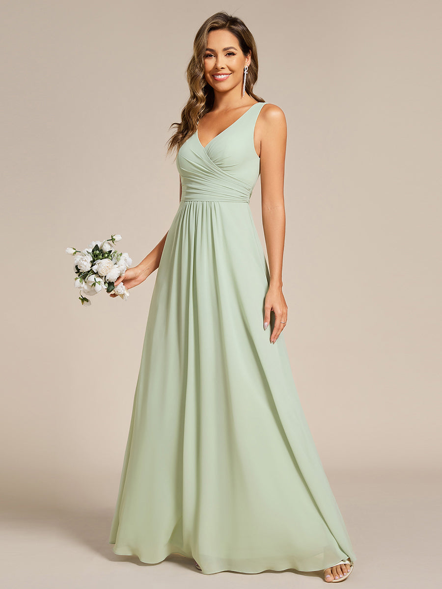 Sleeveless A-Line Chiffon Maxi Bridesmaid Dress #color_Mint Green