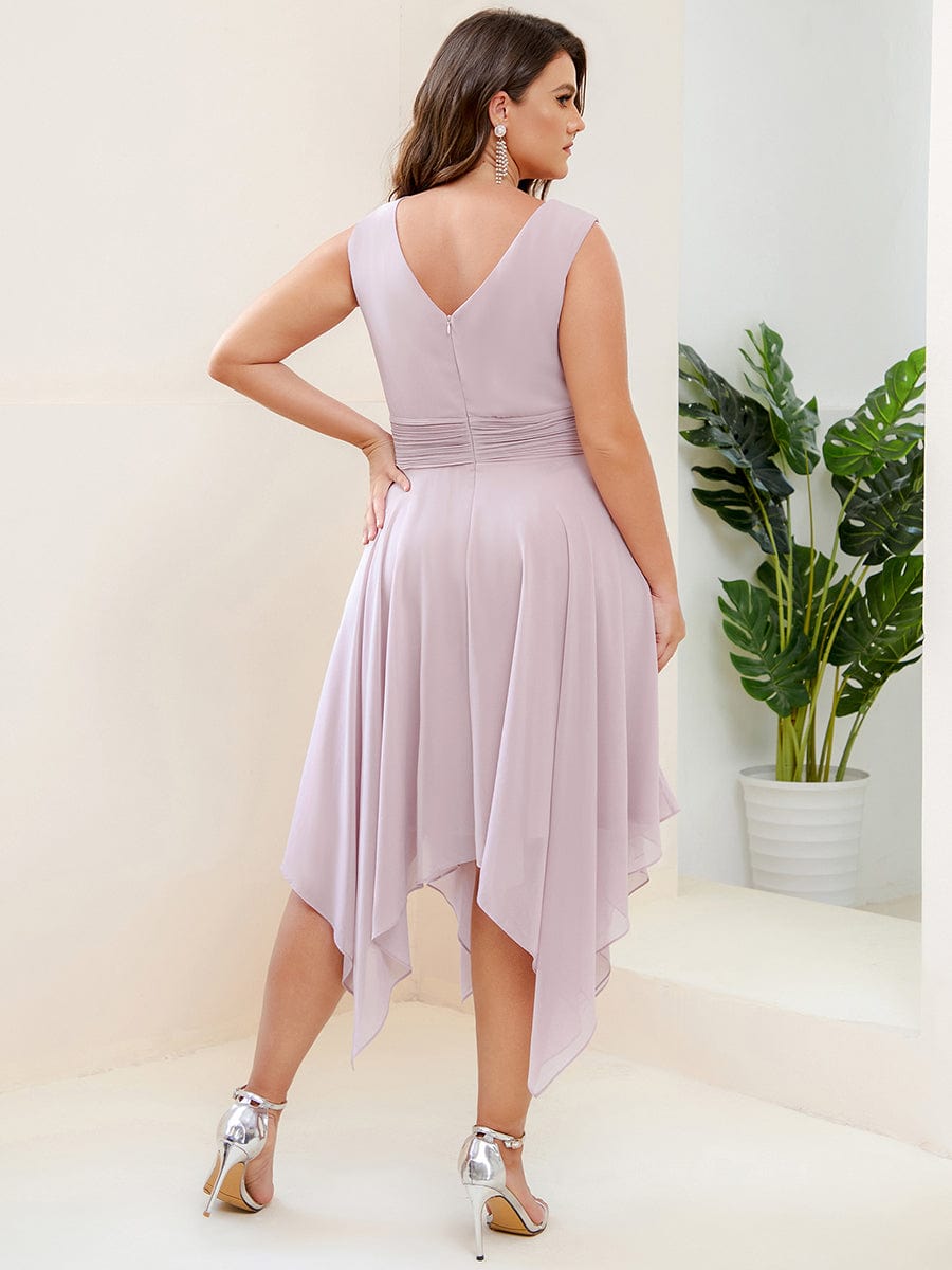 Custom Size Knee Length Chiffon Bridesmaid Dress with Irregular Hem #color_Lilac