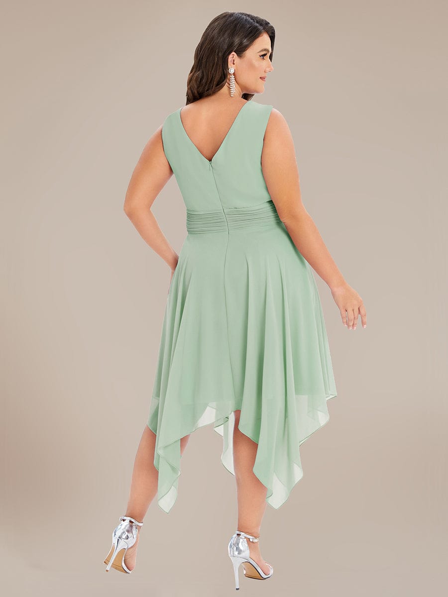 Knee Length Chiffon Bridesmaid Dress with Irregular Hem #color_Mint Green