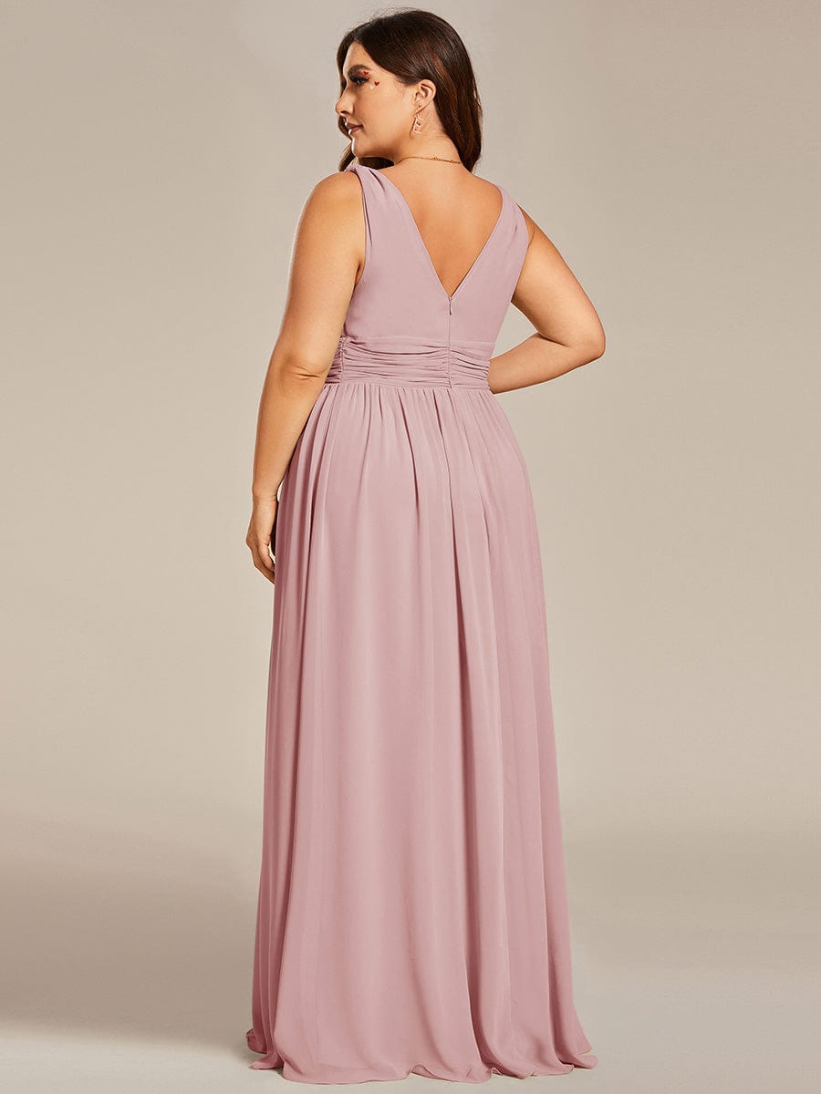 Elegant Sleeveless V-Neck Maxi Chiffon Bridesmaid Dress #color_Dusty Rose