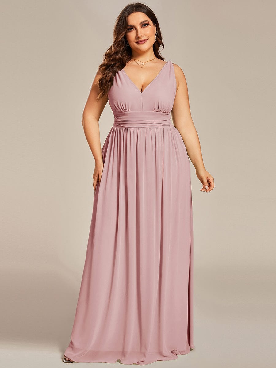 Elegant Sleeveless V-Neck Maxi Chiffon Bridesmaid Dress #color_Dusty Rose