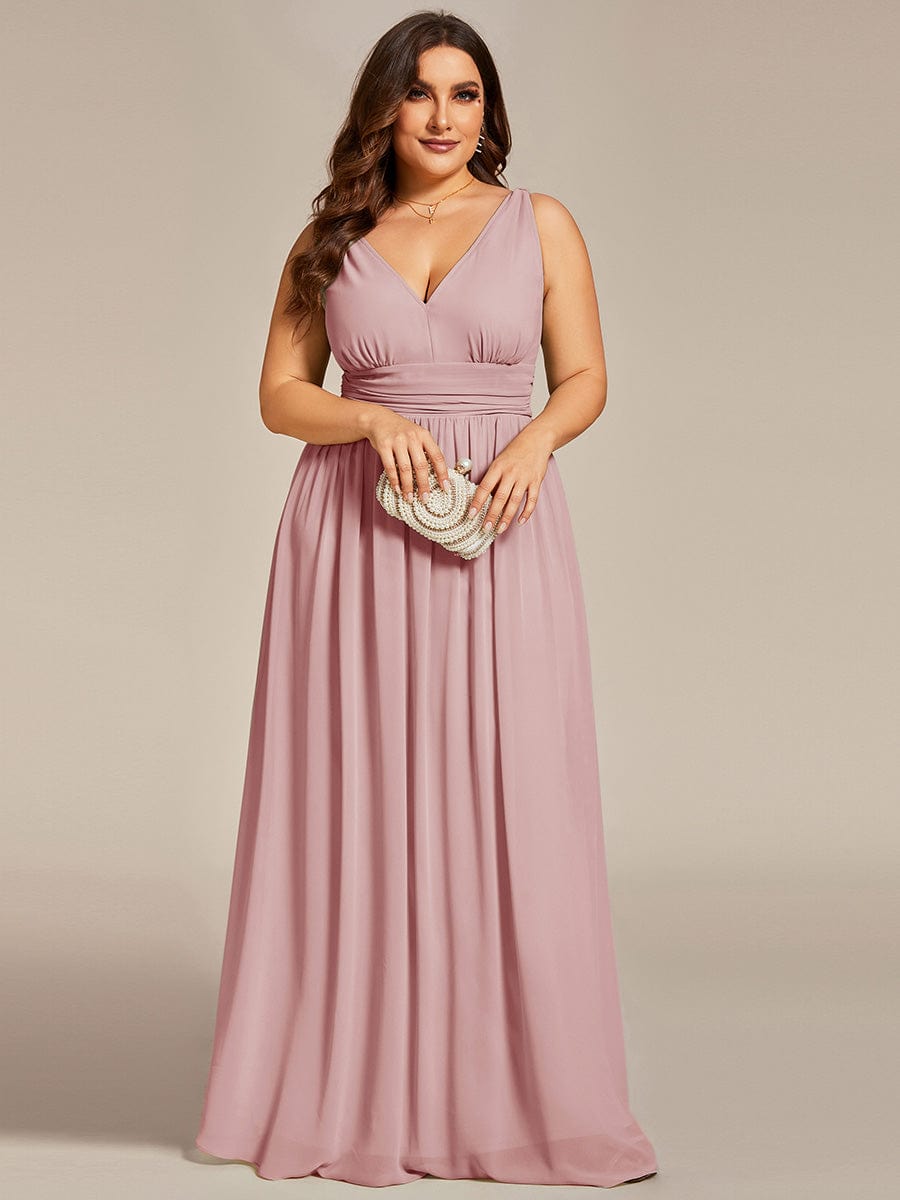 Elegant V Neck A Line Chiffon Maxi Bridesamid Dresses #color_Dusty Rose