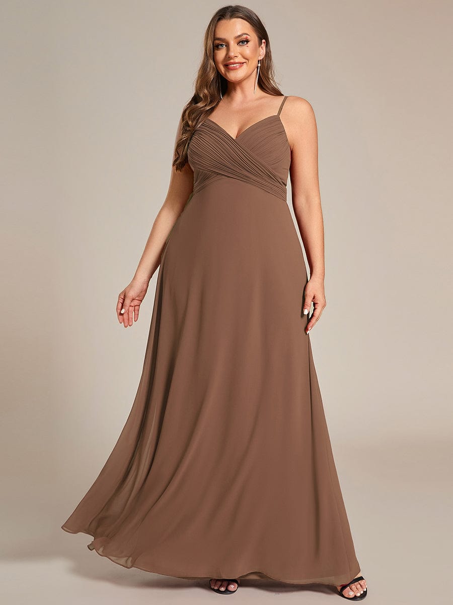 Custom Size Sweetheart Draped Back Floor Length Bridesmaid Dress #color_Brown