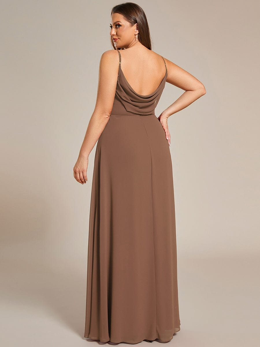 Custom Size Sweetheart Draped Back Floor Length Bridesmaid Dress #color_Brown