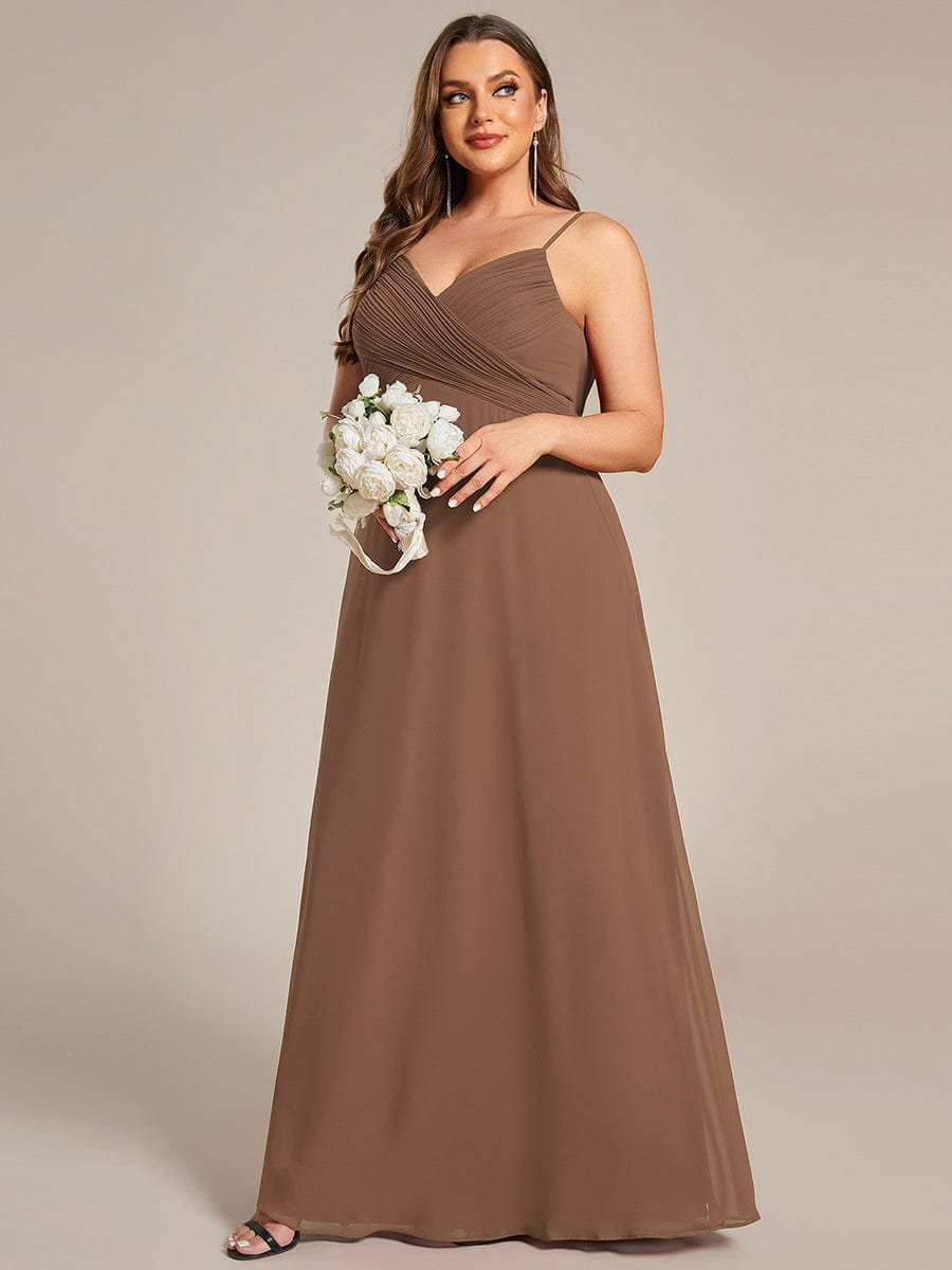 Custom Size Sweetheart Draped Back Floor Length Bridesmaid Dress #color_Brown