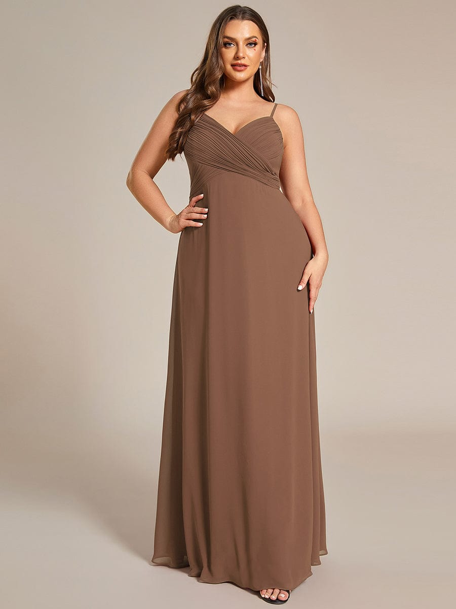 Custom Size Sweetheart Draped Back Floor Length Bridesmaid Dress #color_Brown