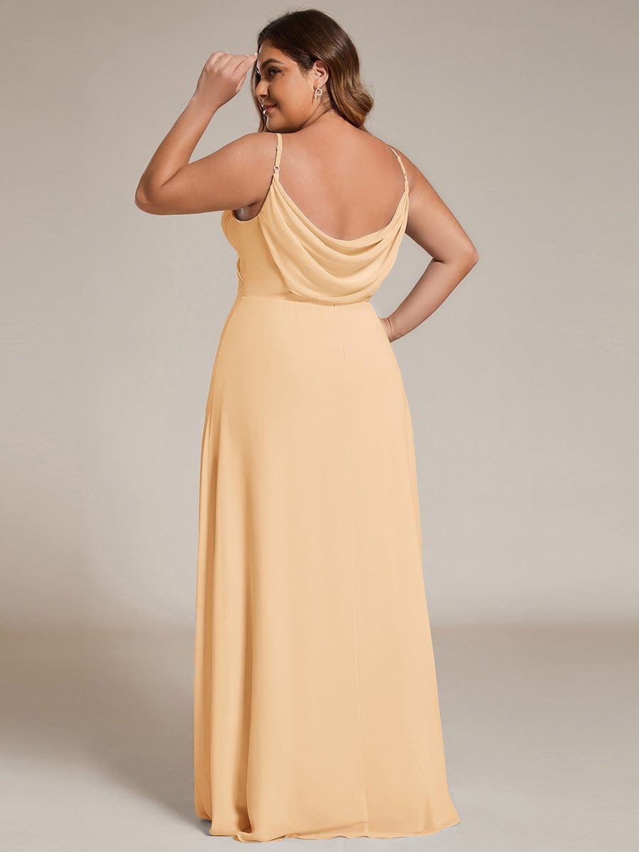 Sweetheart Draped Back Floor Length Bridesmaid Dress #color_Champagne