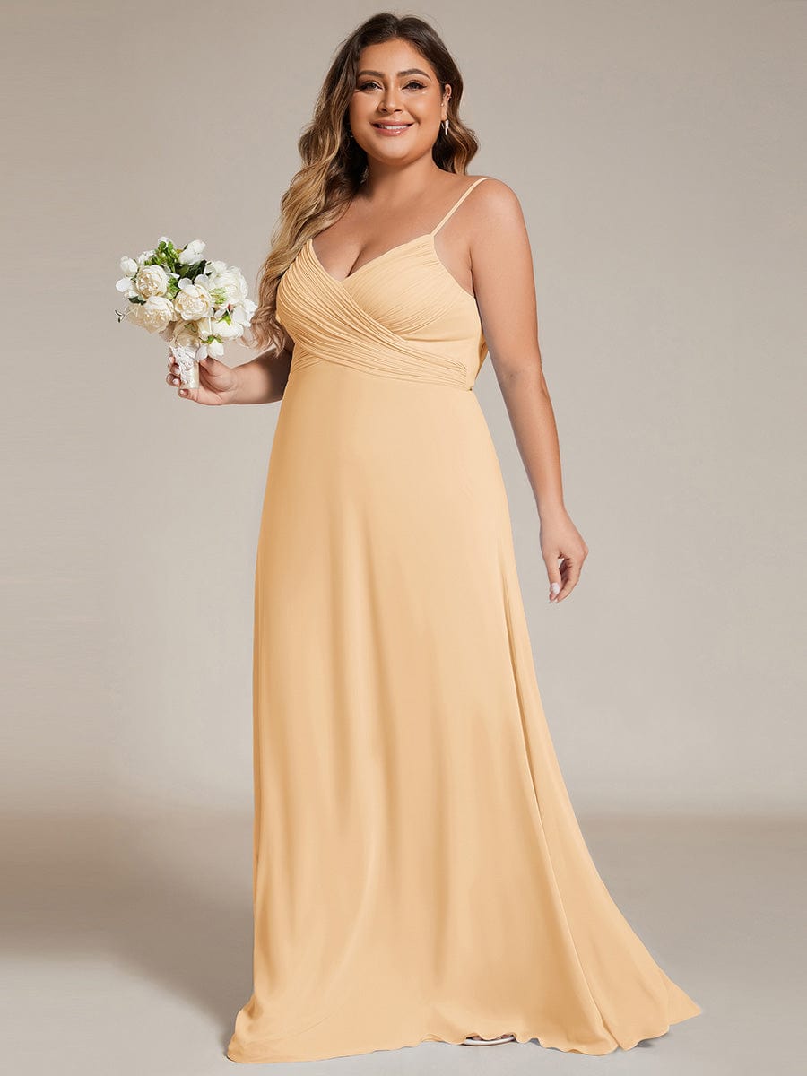 Sweetheart Draped Back Floor Length Bridesmaid Dress #color_Champagne