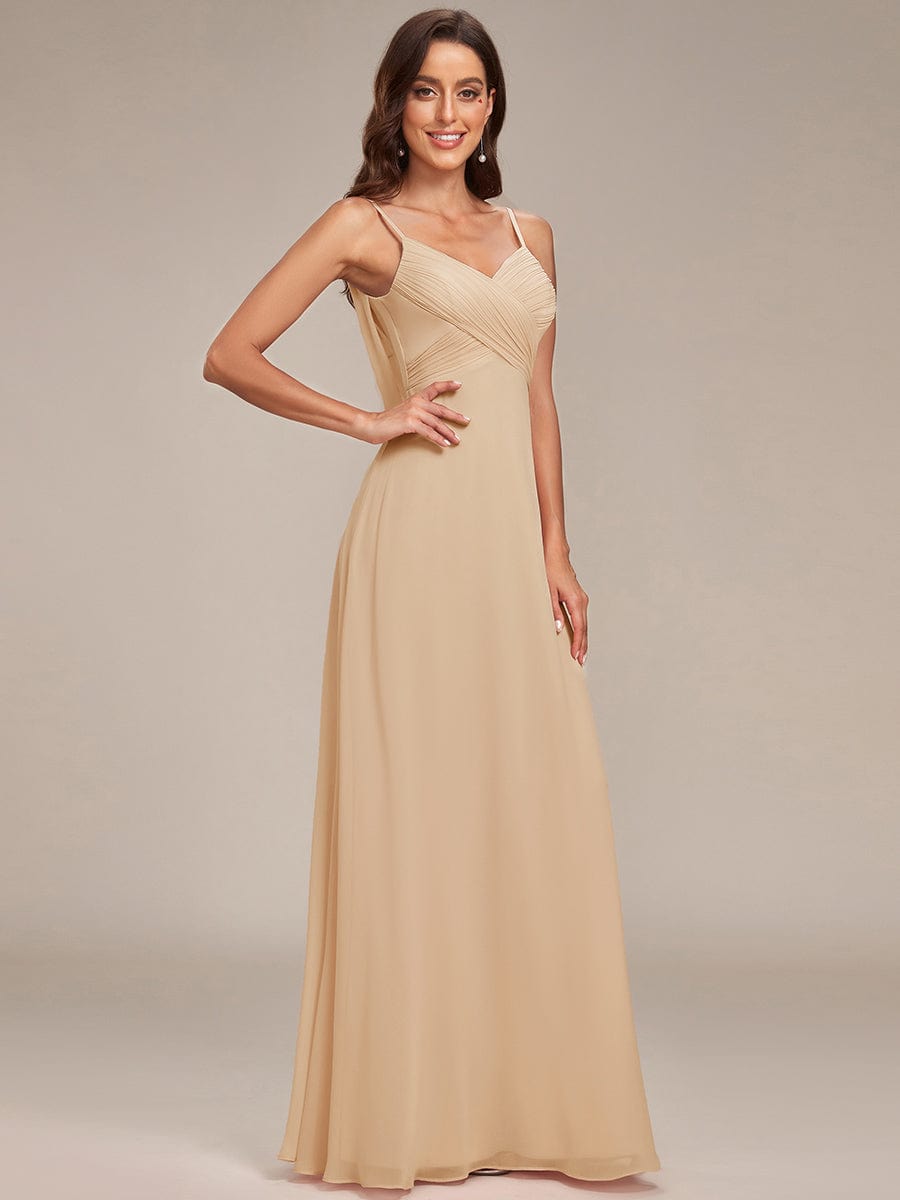 Sweetheart Draped Back Floor Length Bridesmaid Dress #color_Champagne