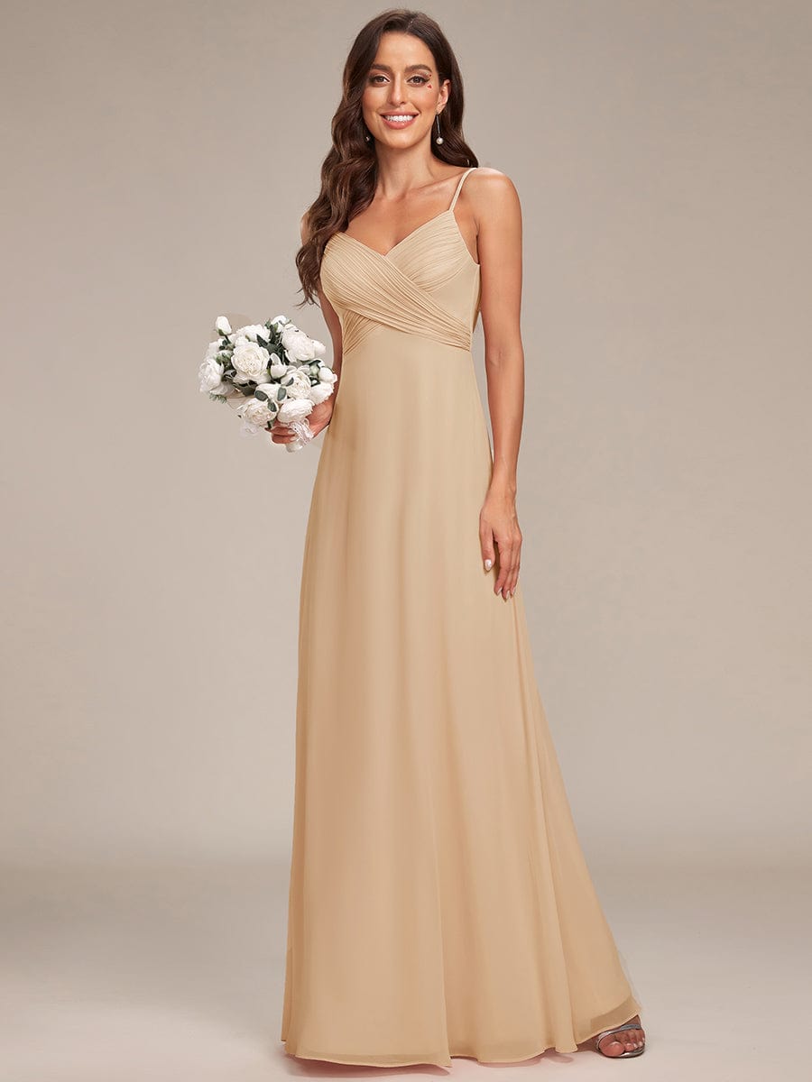 Sweetheart Draped Back Floor Length Bridesmaid Dress #color_Champagne