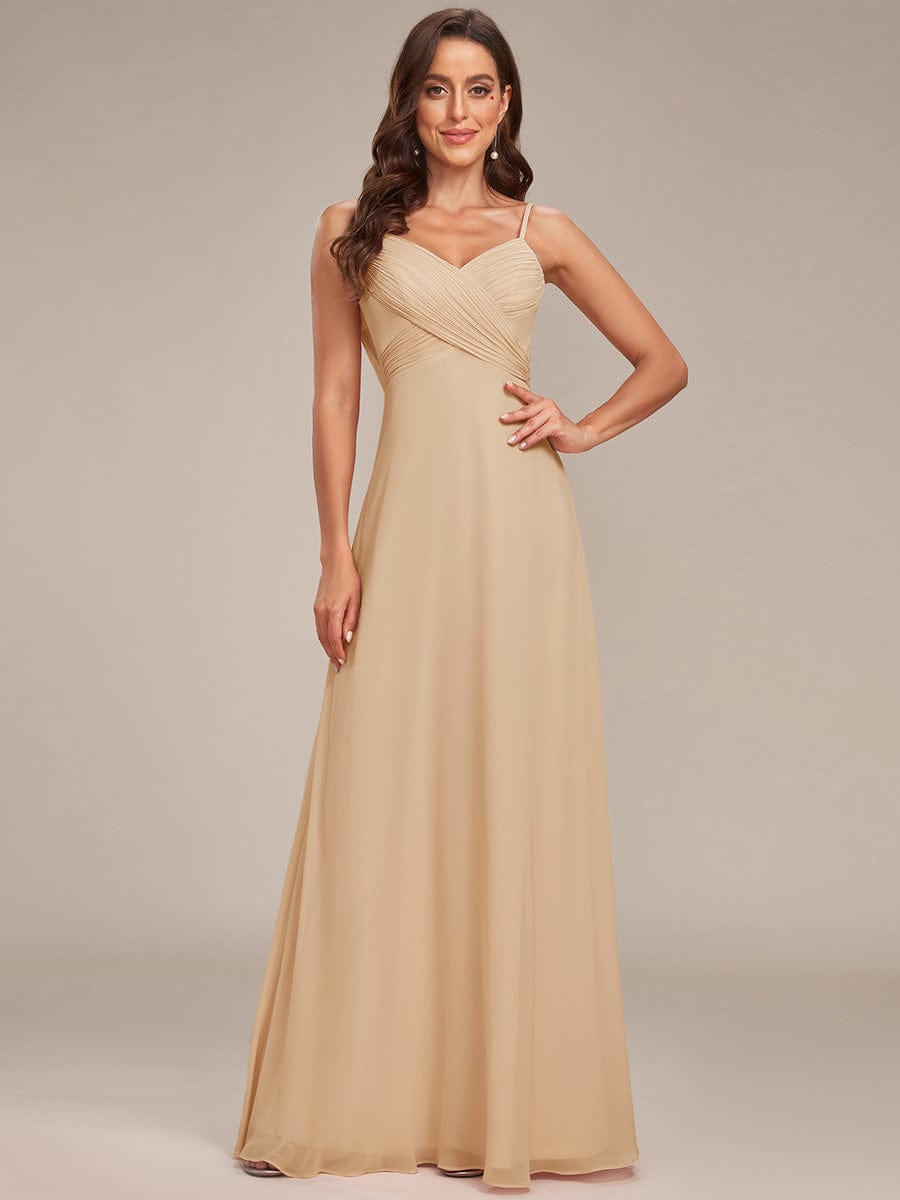 Sweetheart Draped Back Floor Length Bridesmaid Dress #color_Champagne