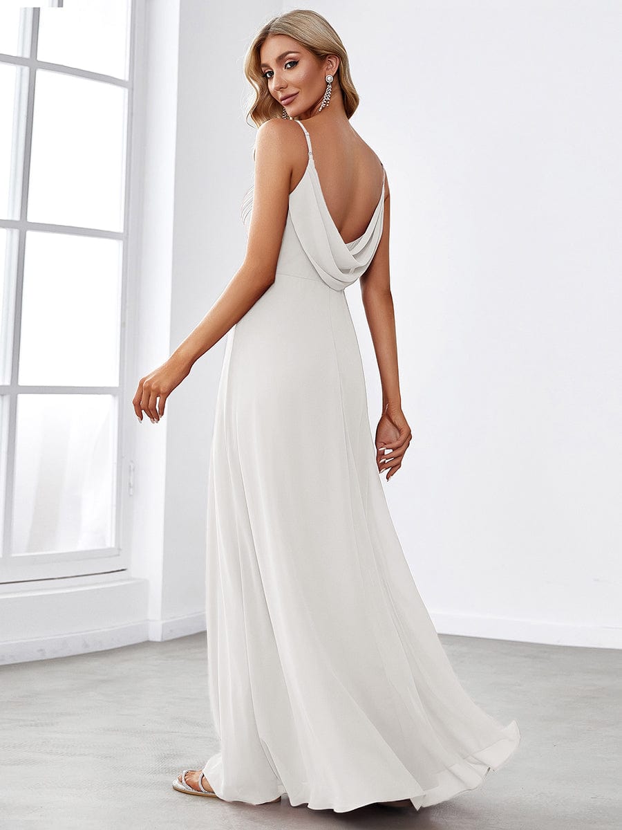 Sweetheart Draped Back Maxi Bridesmaid Dress #color_Cream