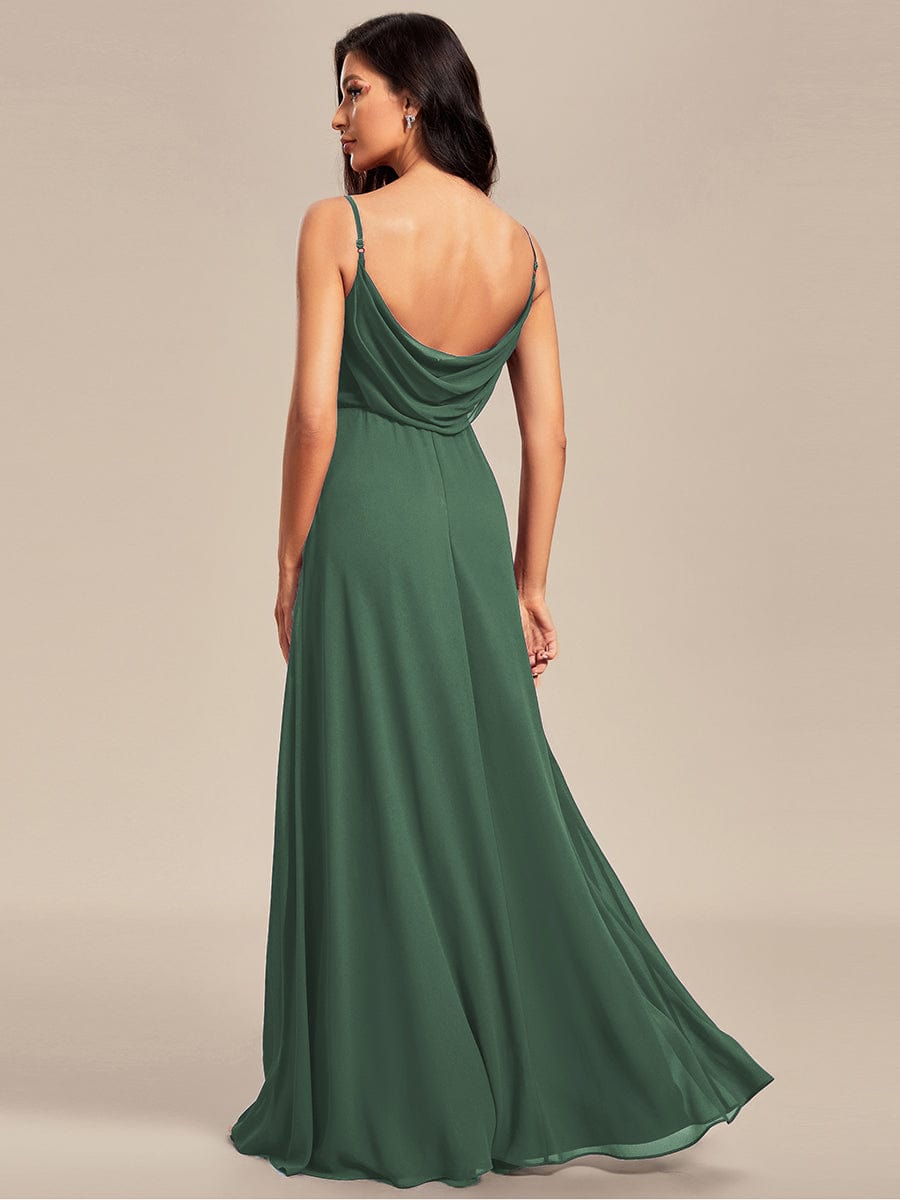 Sweetheart Draped Back Floor Length Bridesmaid Dress #color_Eucalyptus