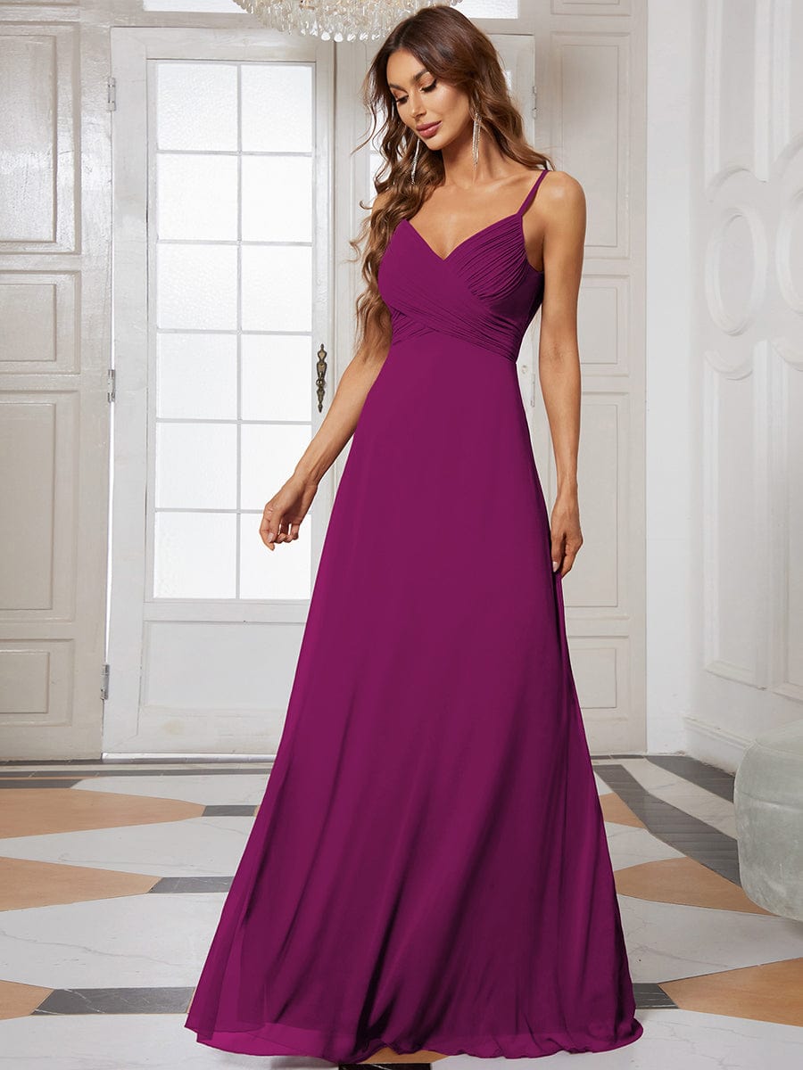 Sweetheart Draped Back Maxi Bridesmaid Dress #color_Fuchsia