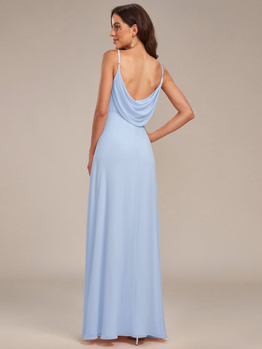 Sweetheart Draped Back Floor Length Bridesmaid Dress #color_Ice Blue