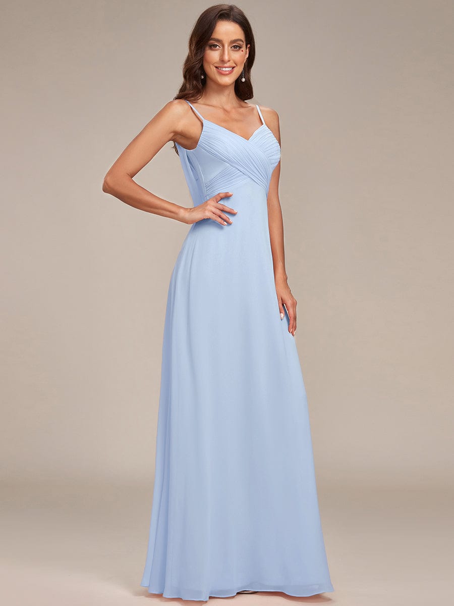 Sweetheart Draped Back Floor Length Bridesmaid Dress #color_Ice Blue