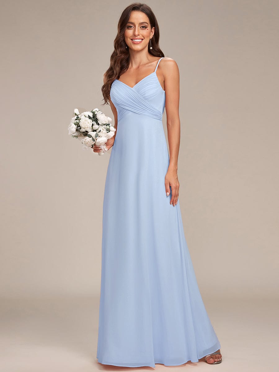 Sweetheart Draped Back Floor Length Bridesmaid Dress #color_Ice Blue