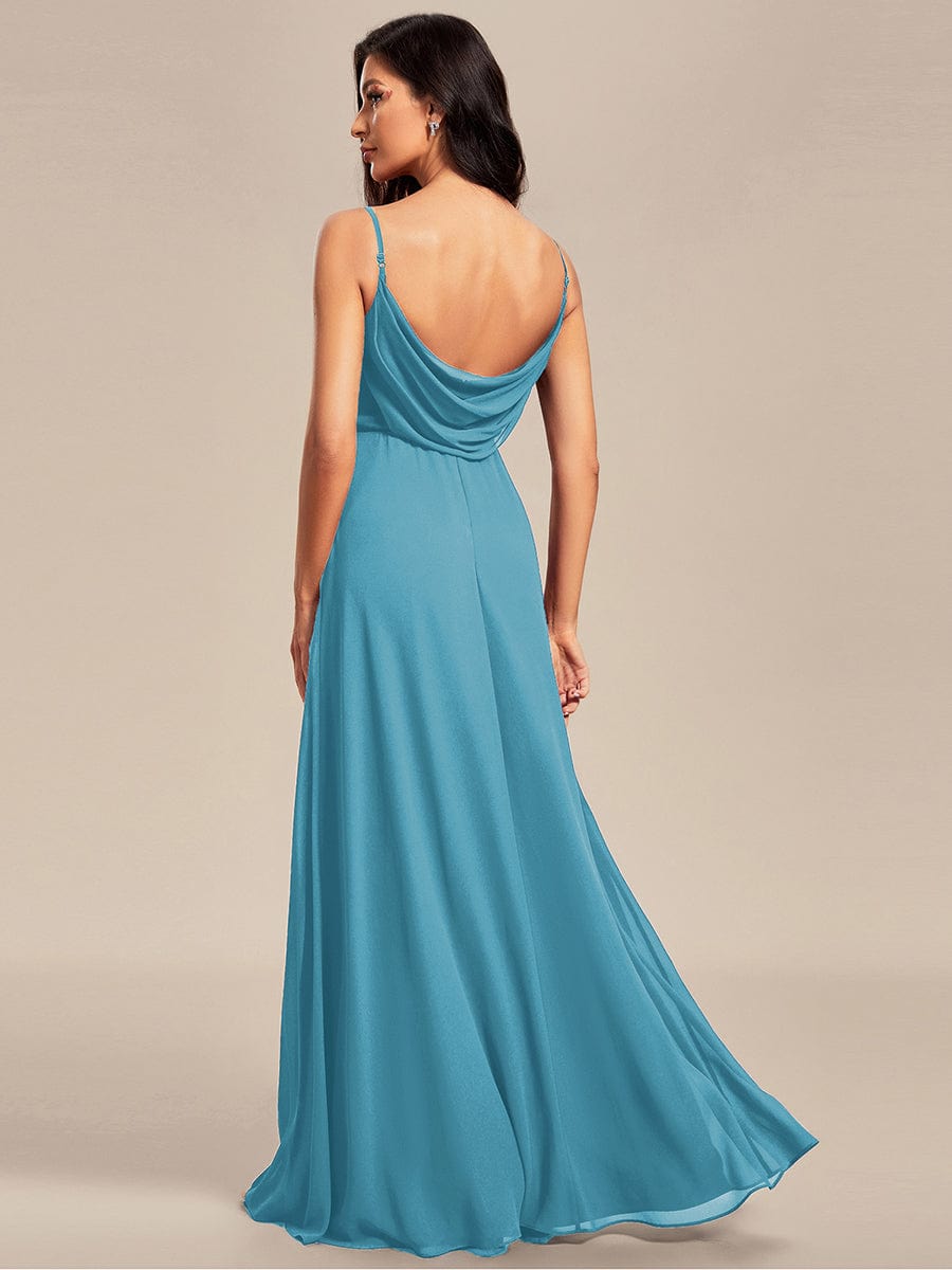 Sweetheart Draped Back Floor Length Bridesmaid Dress #color_Jade Blue