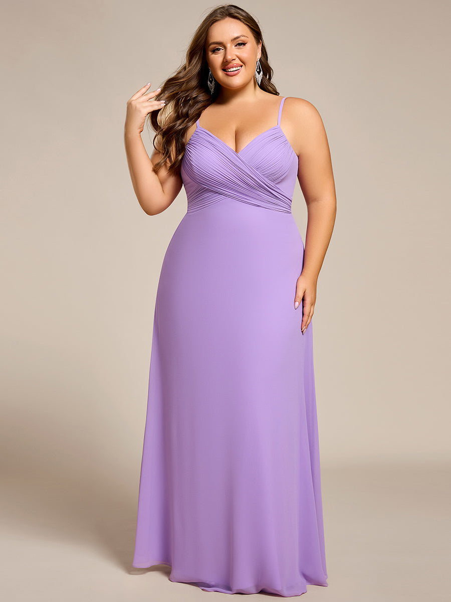 Plus Size Sweetheart Draped Back Floor Length Bridesmaid Dress #color_Lavender