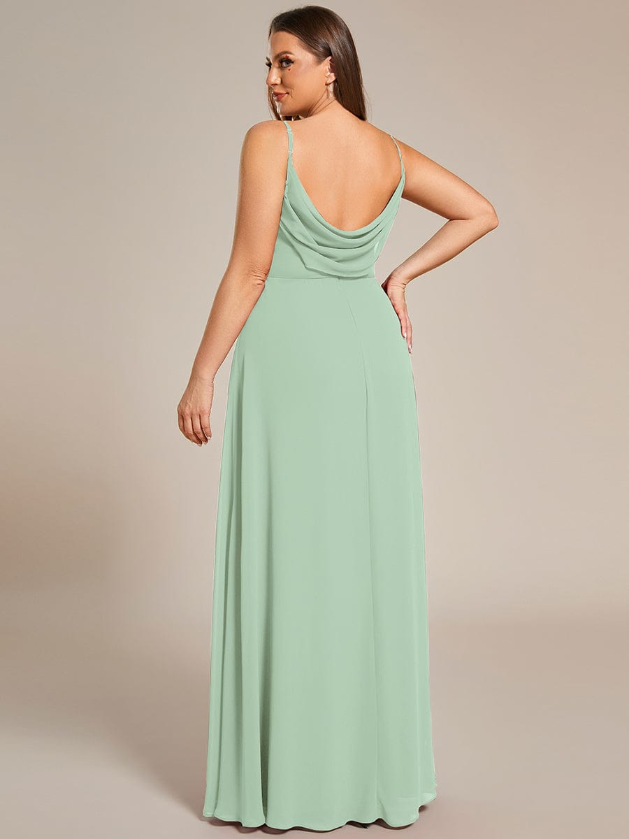 Custom Size Plus Size Pleated Sweetheart Backless Floor Length Bridesmaid Dress #color_Mint Green