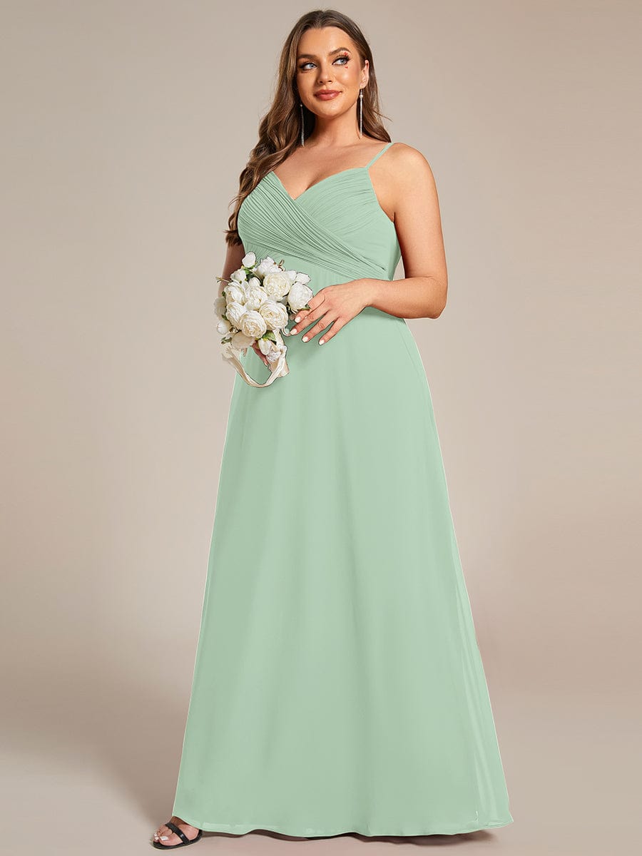 Custom Size Plus Size Pleated Sweetheart Backless Floor Length Bridesmaid Dress #color_Mint Green