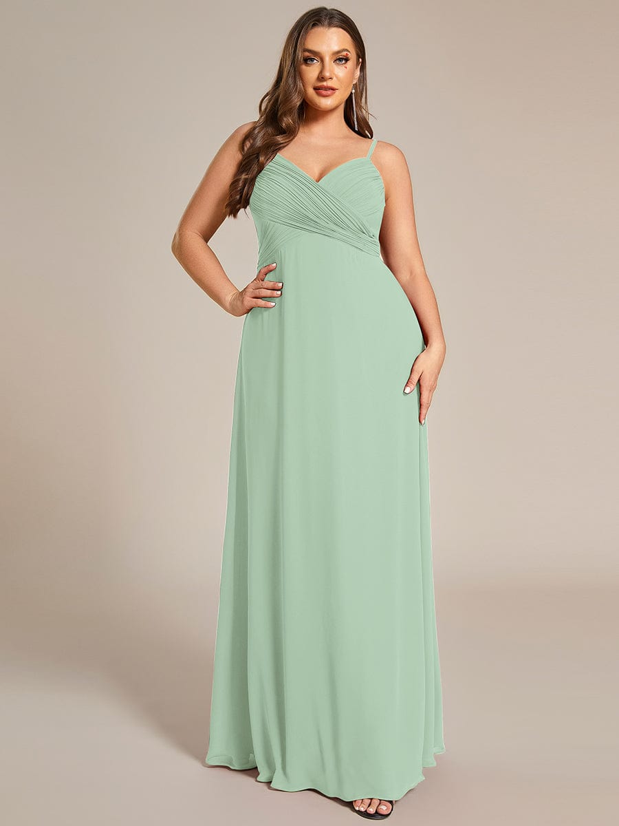 Custom Size Plus Size Pleated Sweetheart Backless Floor Length Bridesmaid Dress #color_Mint Green