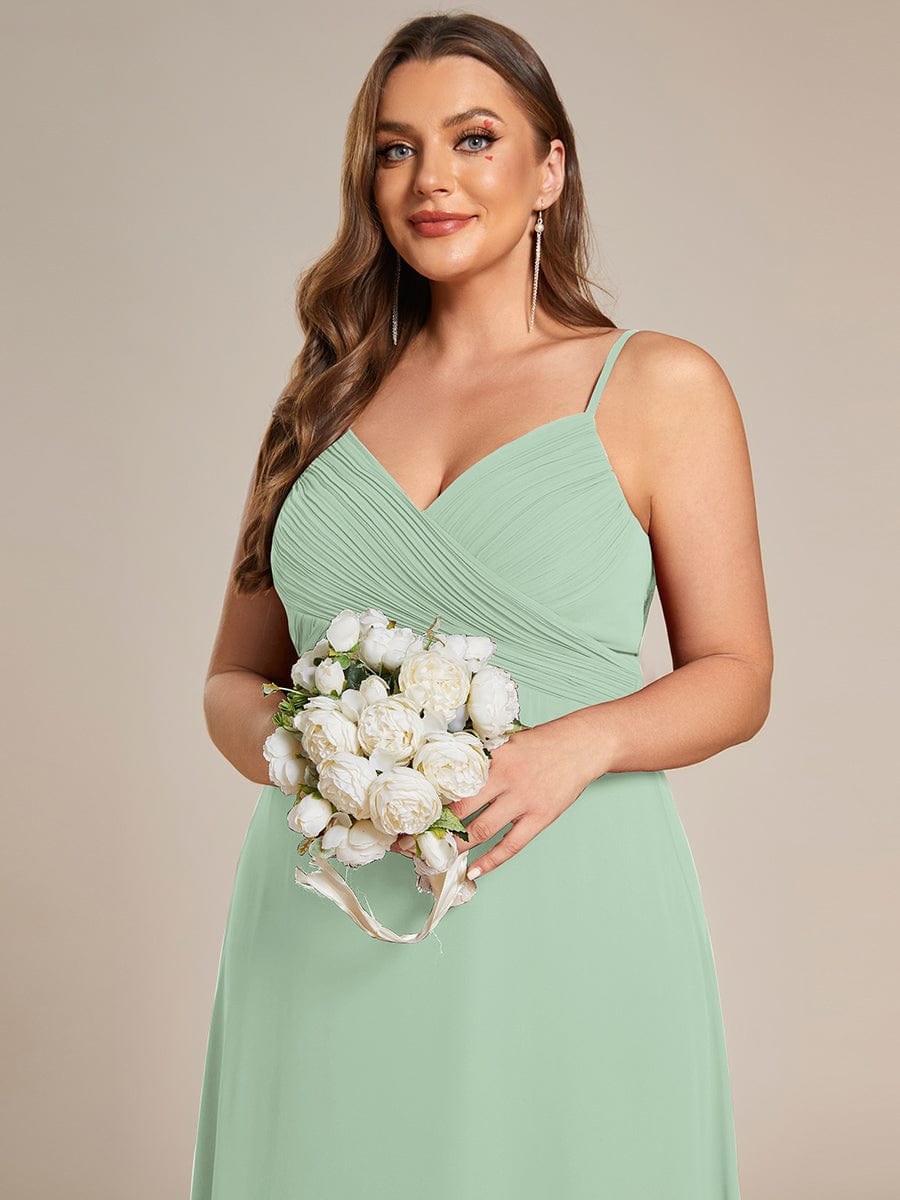 Custom Size Plus Size Pleated Sweetheart Backless Floor Length Bridesmaid Dress #color_Mint Green