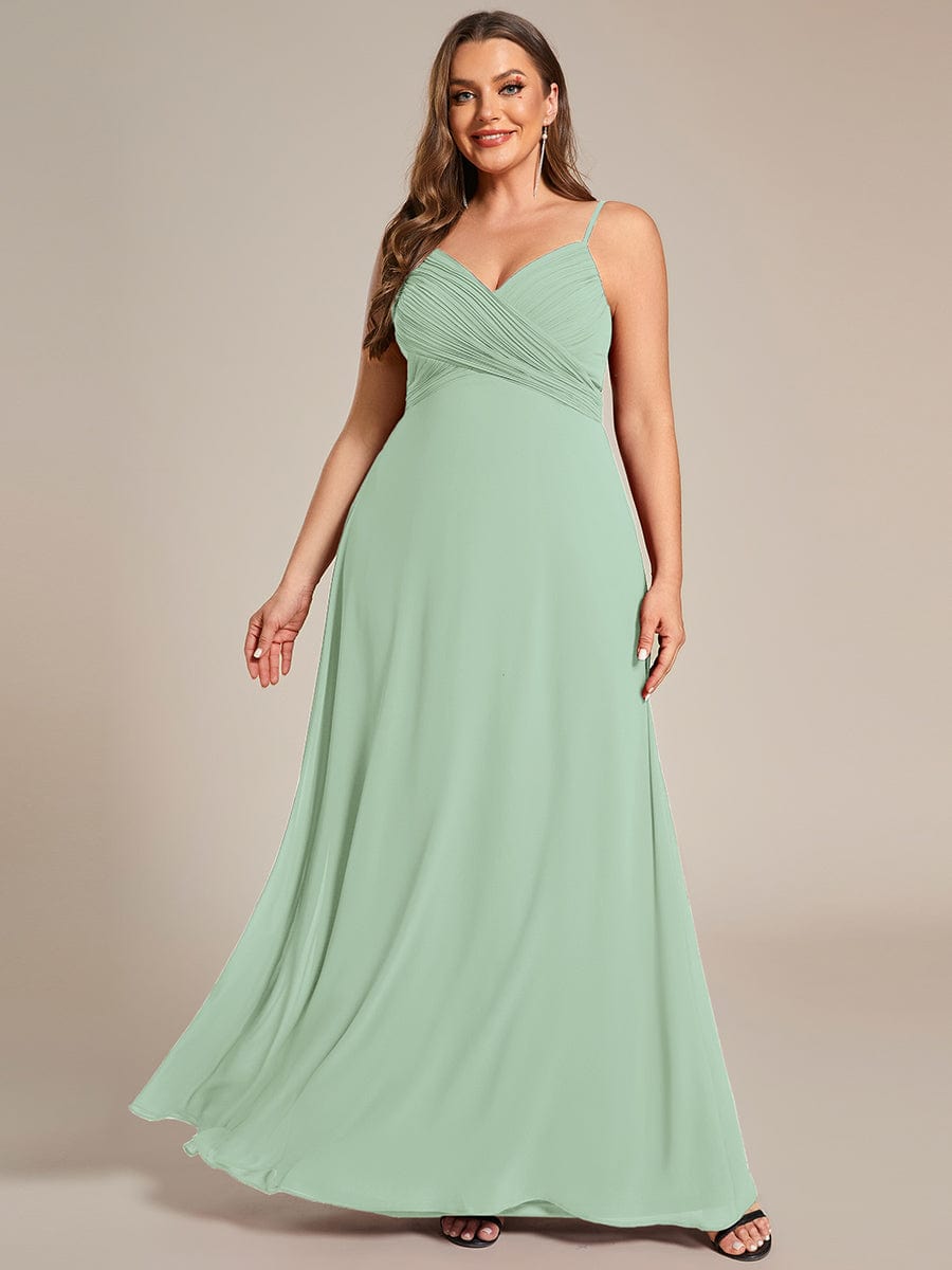 Custom Size Plus Size Pleated Sweetheart Backless Floor Length Bridesmaid Dress #color_Mint Green